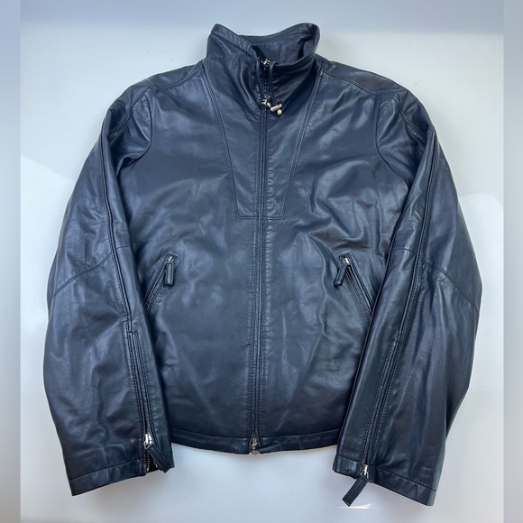Armani Collezioni Jackets & Blazers - Armani Collezioni Black Lamb Leather Jacket N251-6